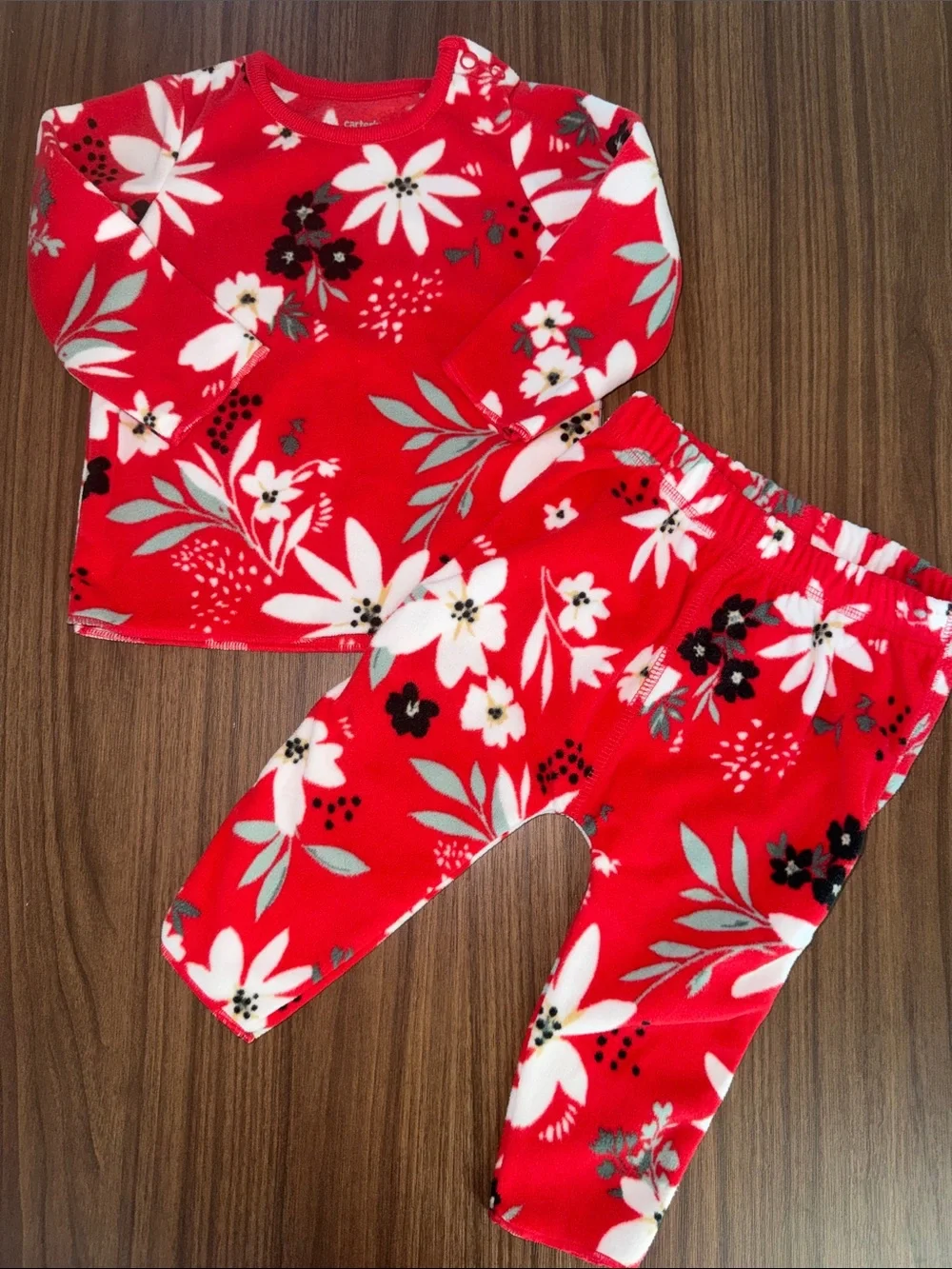 Carter's Red Floral Long-Sleeve Pajama Set for Kids